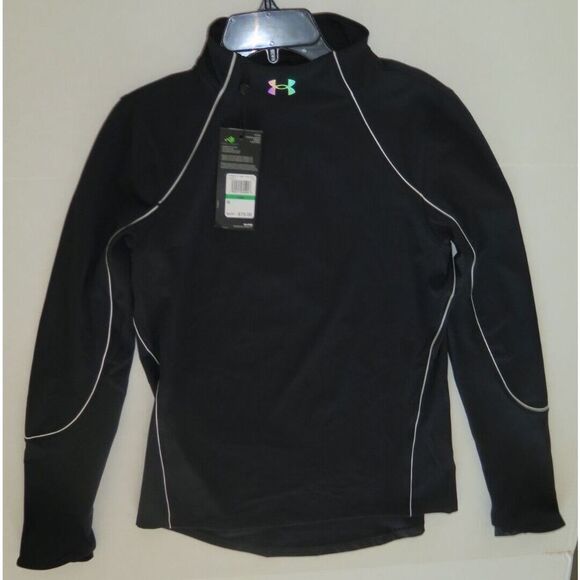 Under Armour 1356357 Womens Sz L Black Rush ColdGear Jacqaurd Mock L/S Shirt $75 - Picture 6 of 10